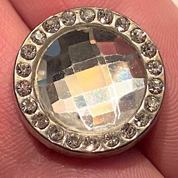 Snap Button Charm Gorgeous Silver Round Crystal Sparkle Snap - Picture 2 of 6